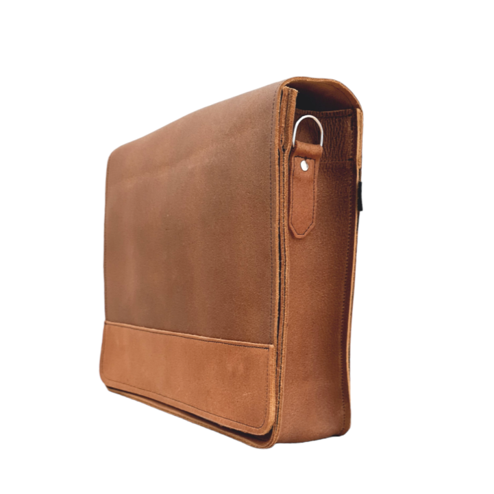 Zatchels Tannery Leather Messenger Bag in Tan, supplier photograph 3