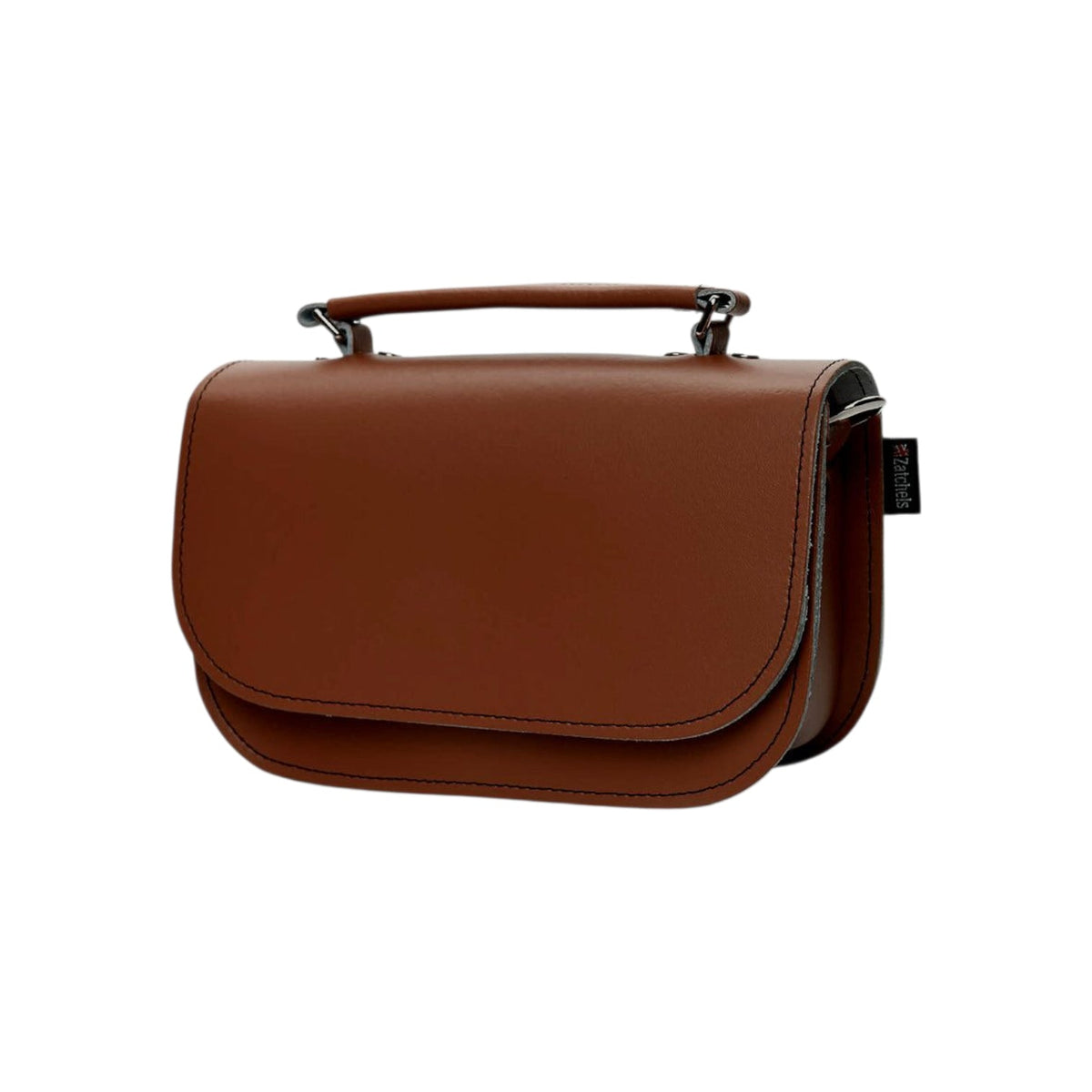 Zatchels Aura Leather Handbag in Chestnut, product view 3