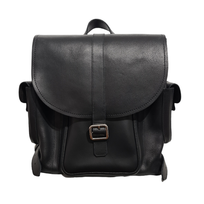 Zatchels Men's Tannery Leather Backpack in Black, supplier photograph 1