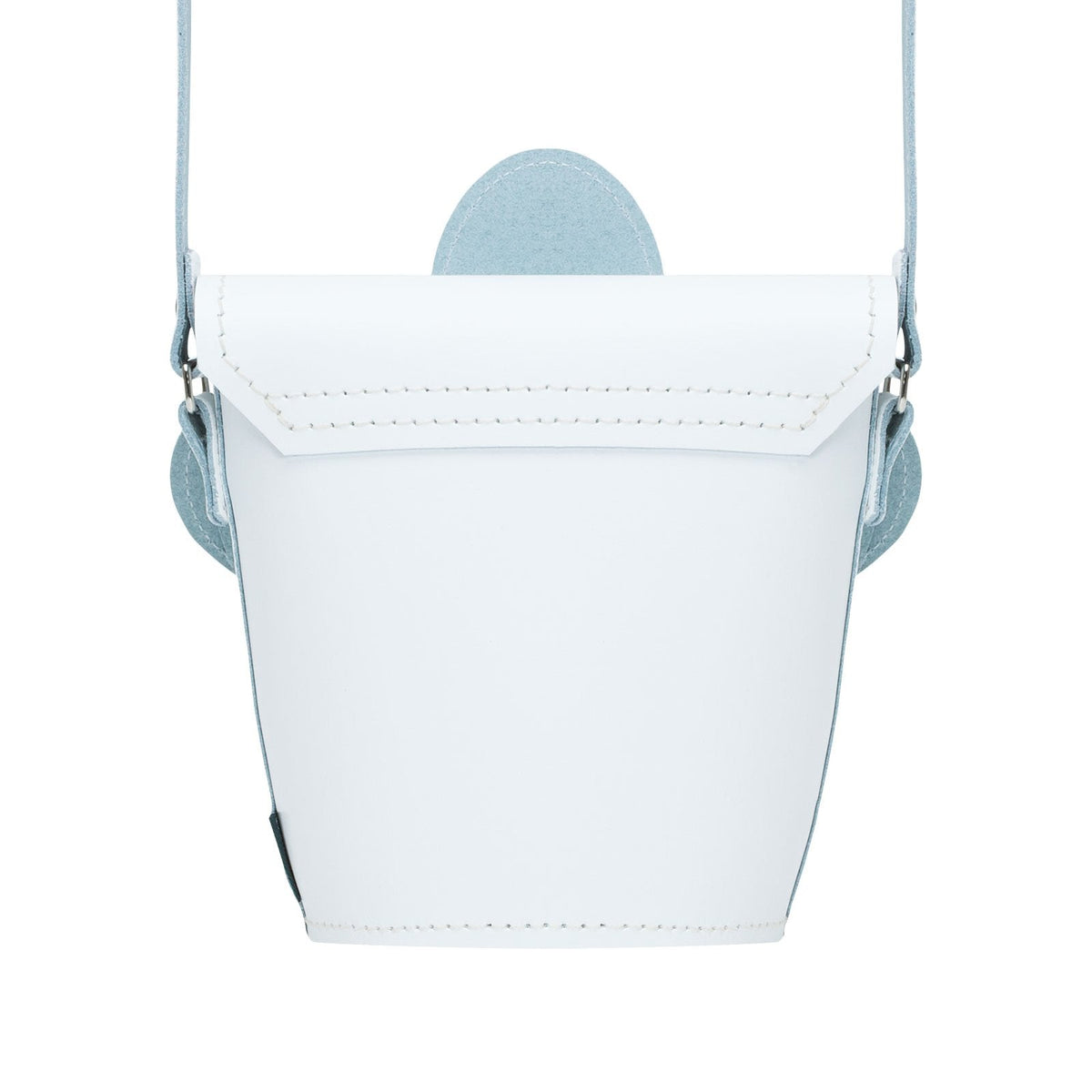 Zatchels Daisy Leather Barrel Bag in White, back view