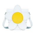 Zatchels Daisy Leather Barrel Bag in White, front view