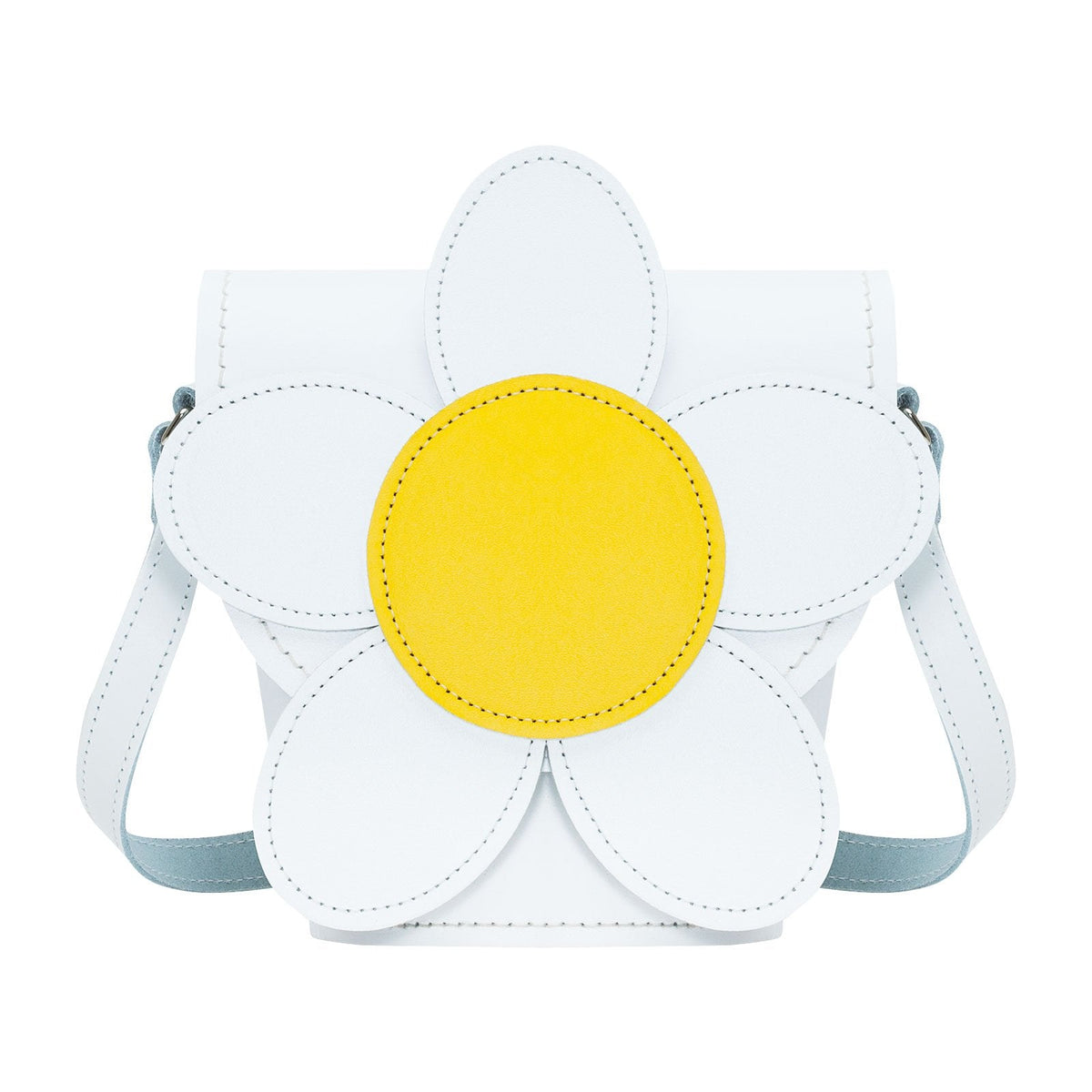 Actual supplier photograph of Zatchels Daisy Leather Barrel Bag in White