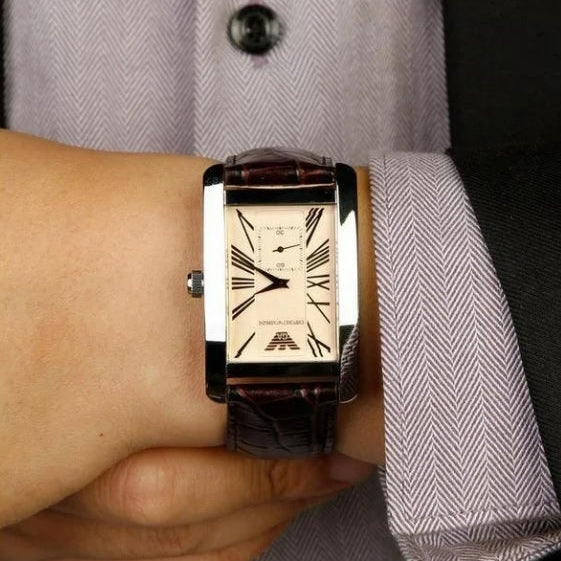 Emporio Armani AR0154 Rectangular Leather Strap Watch