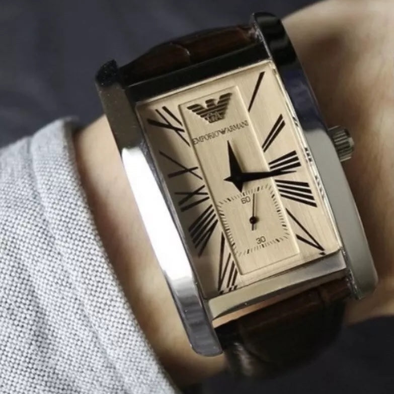 Emporio Armani AR0154 Rectangular Leather Strap Watch