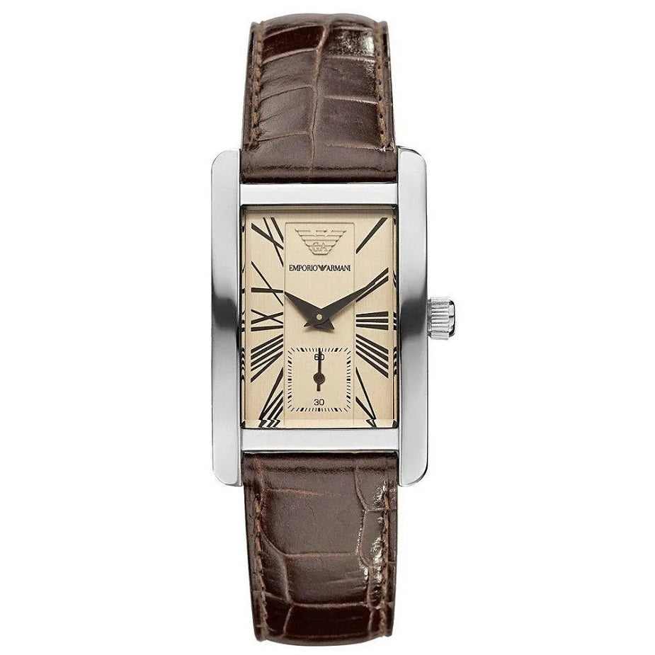 Emporio Armani AR0154 Rectangular Leather Strap Watch