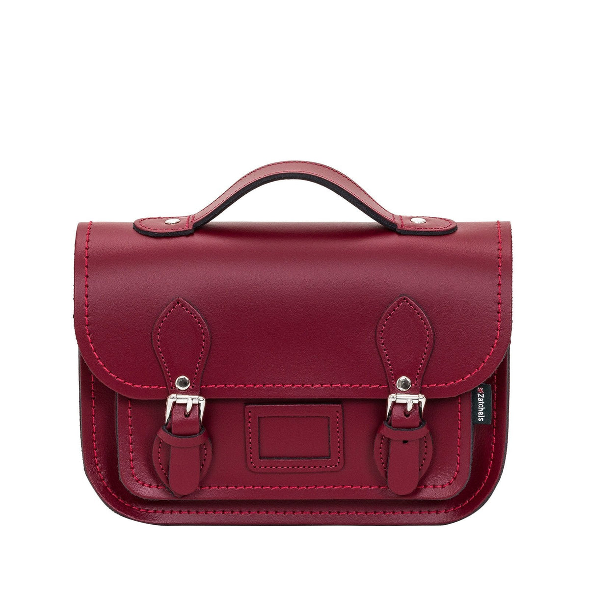 Actual supplier photograph of Zatchels Leather Midi Satchel in Oxblood