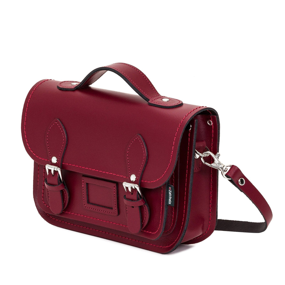 Zatchels Leather Midi Satchel in Oxblood, supplier photograph 3