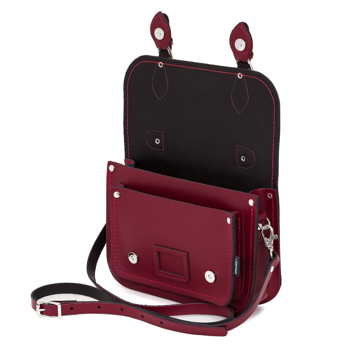 Zatchels Leather Midi Satchel in Oxblood, supplier photograph 4