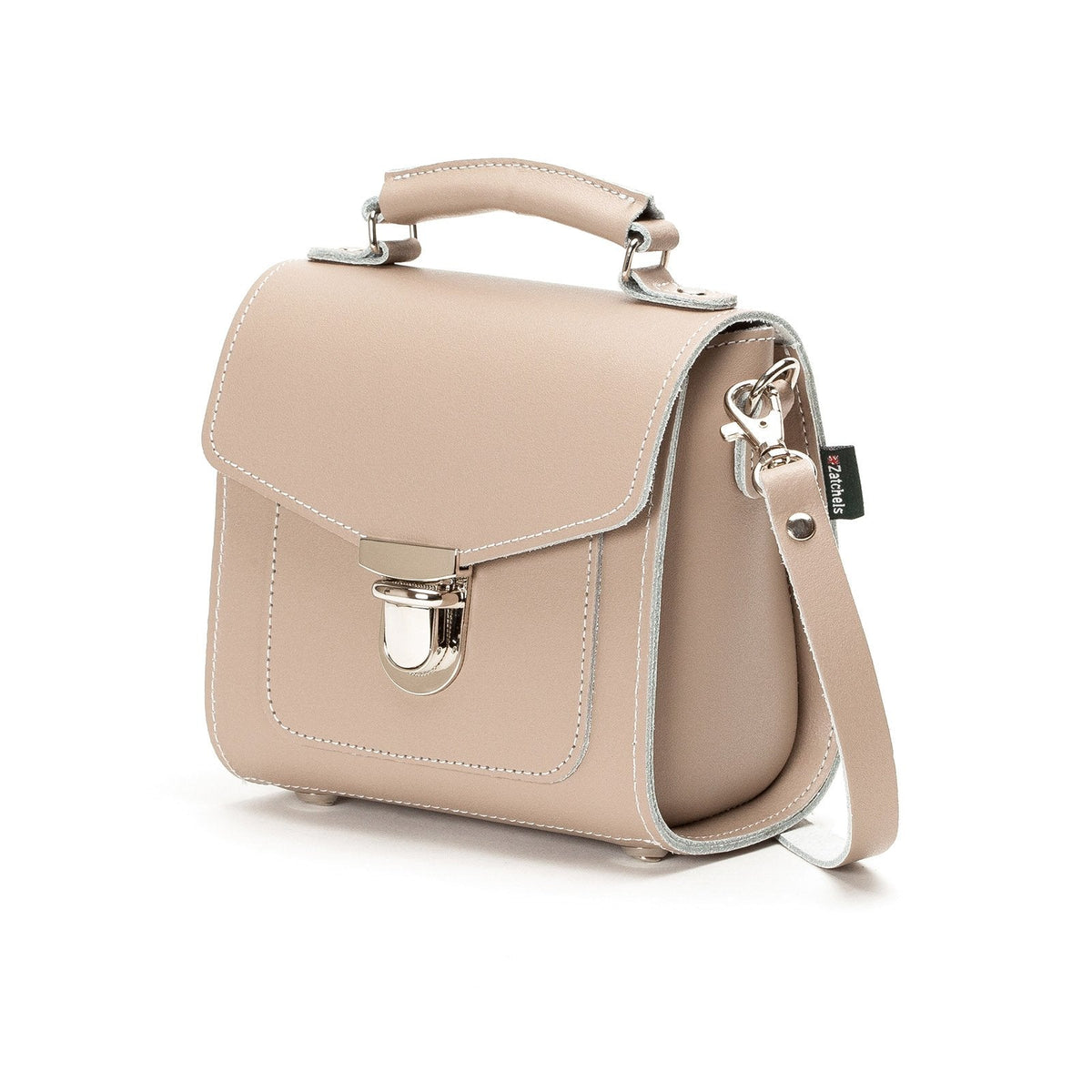 Zatchels Sugarcube Leather Handbag in Iced Coffee, product view 4