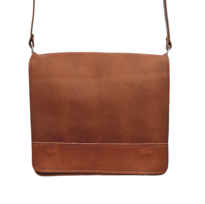 Actual supplier photograph of Zatchels Tannery Leather Messenger Bag in Tan
