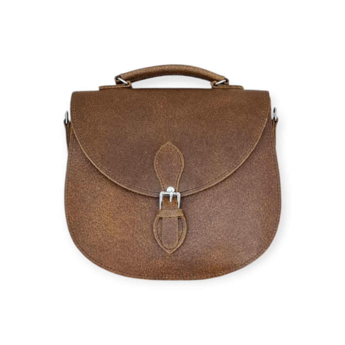Actual supplier photograph of Zatchels Tannery Leather Saddle Bag in Tan
