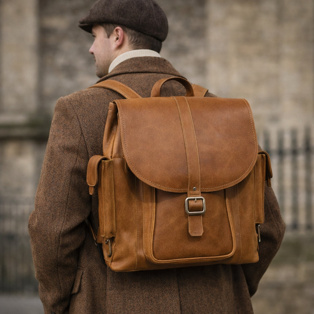 Zatchels Men's Tannery Leather Backpack in Tan, supplier photograph 2