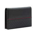 Fred Bennett black leather card holder with contrasting red stitching